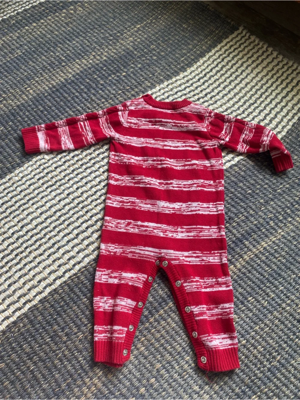 Cat & Jack Striped Christmas Romper, 6-9 month